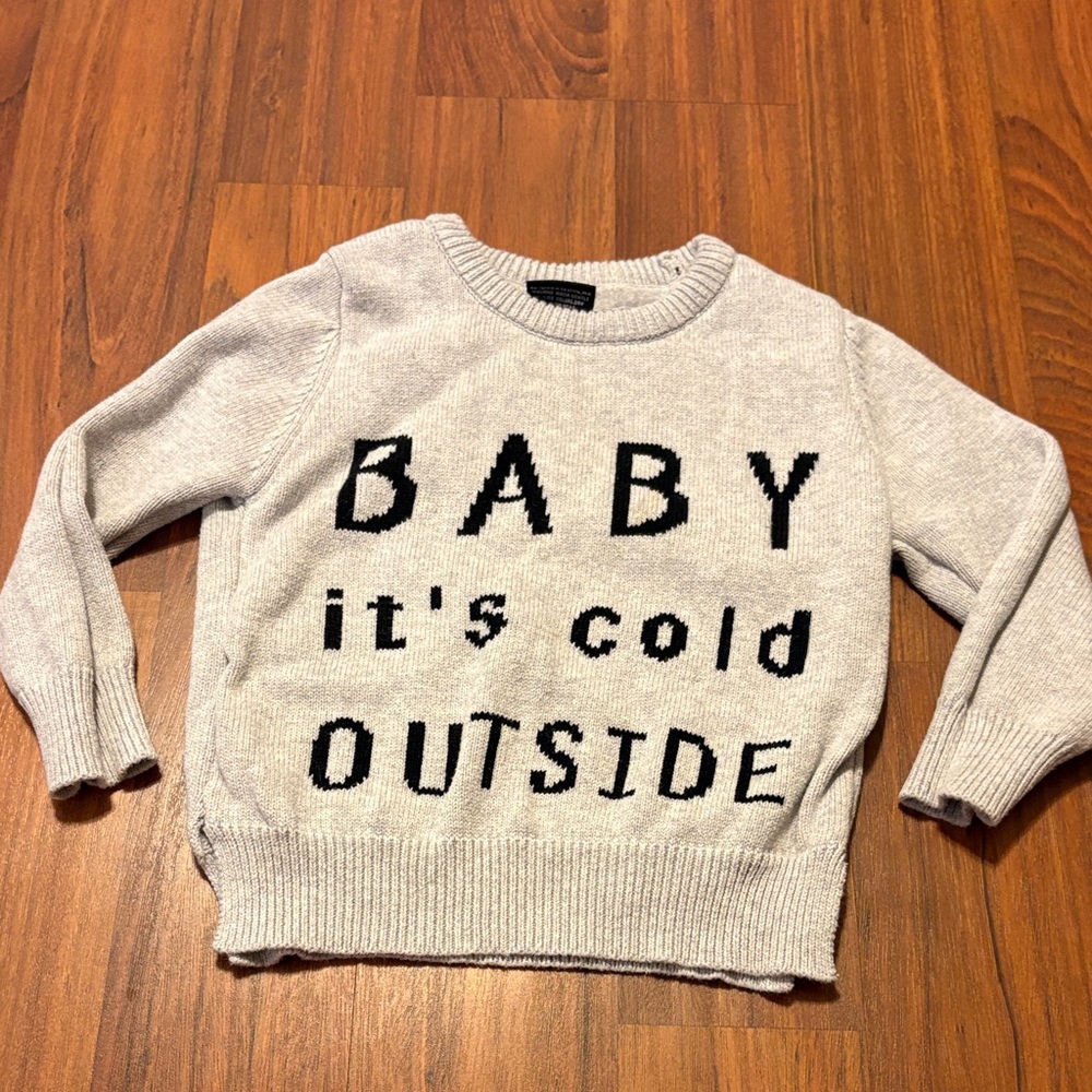 2/3t Light Gray "Baby It's Cold Outside" Crewneck Sweater